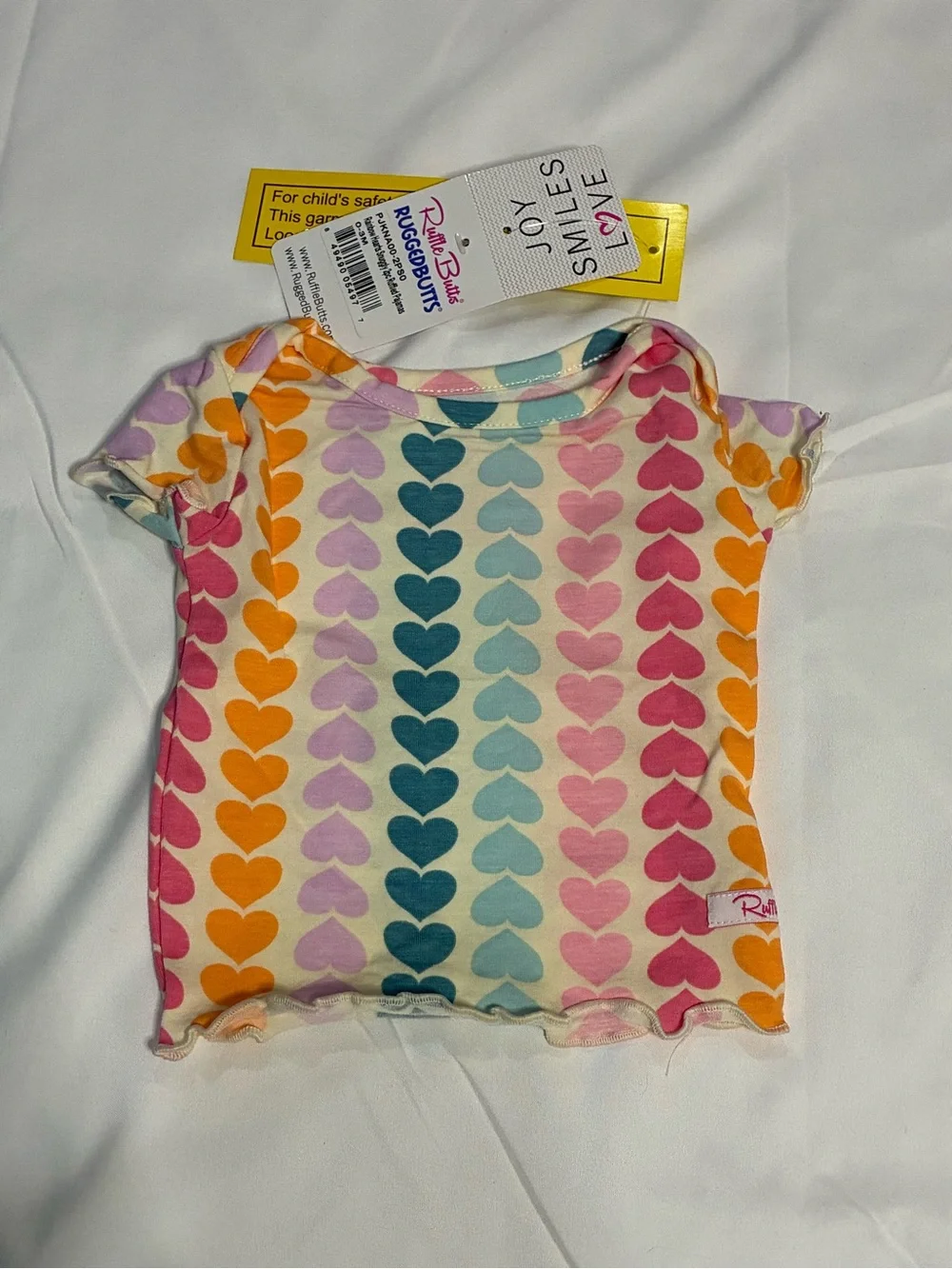 RuffleButts Joy Smiles Love Heart Pajama Set 0-3M NWT